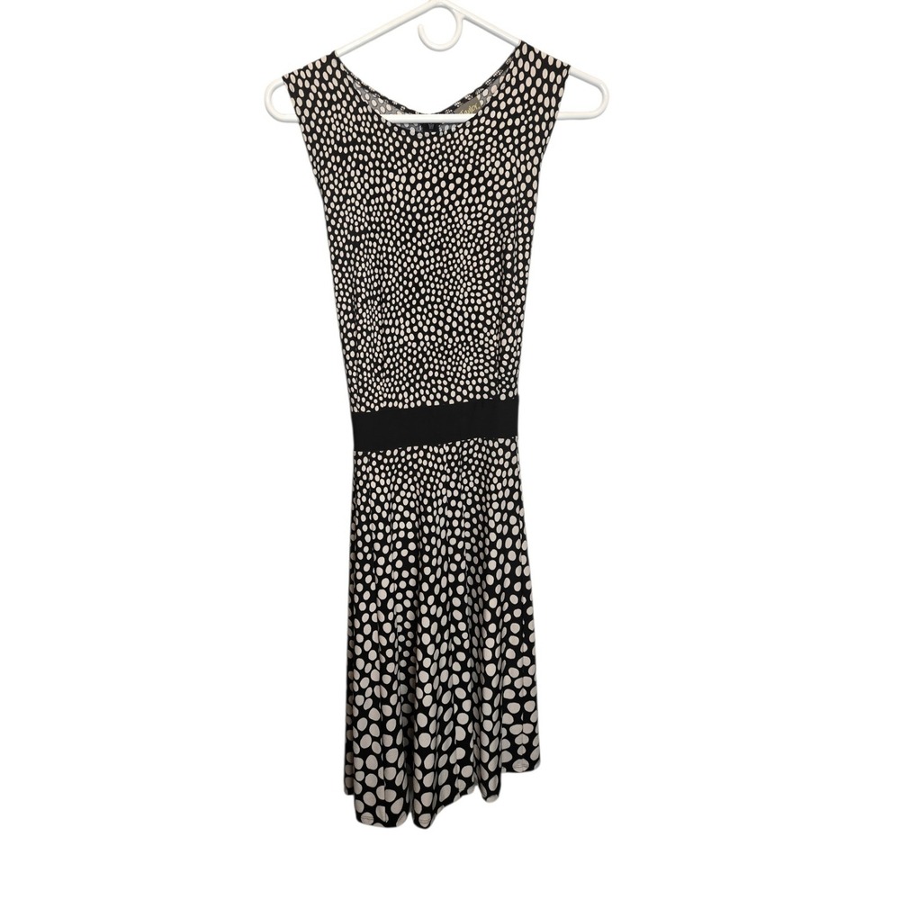 Taylor Polka Dot Dress Womens 12 Black White and Flare Sleeveless Retro Mod